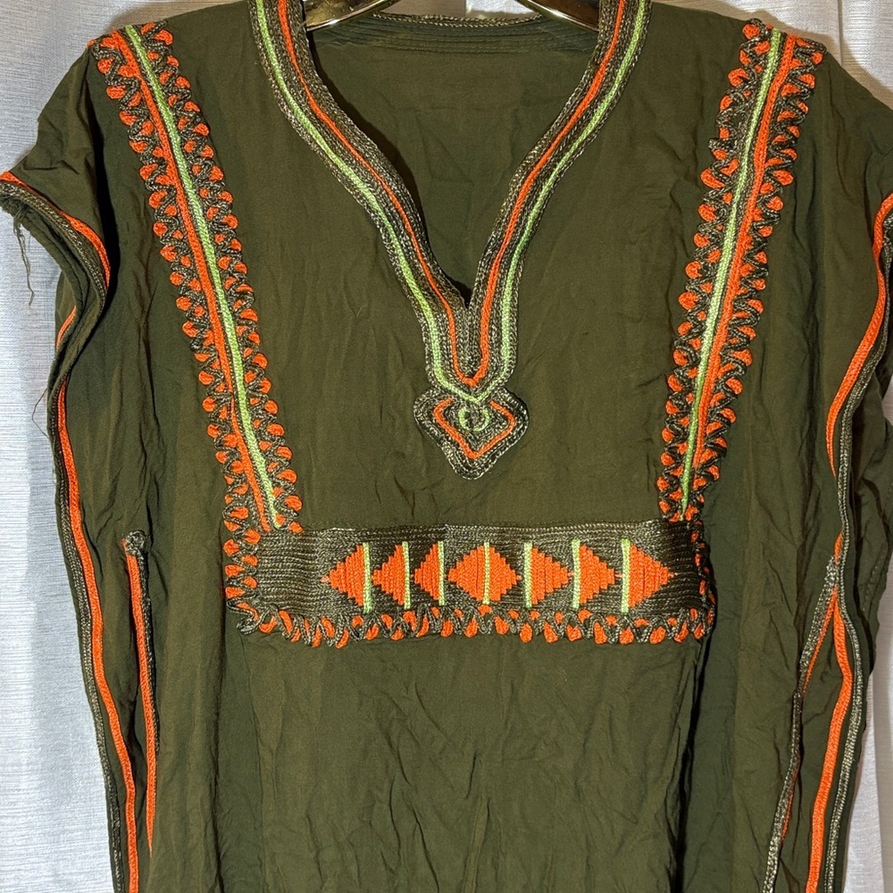 Handmade Vintage Olive Green Tunic Dress